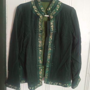 Mongolian deel-jacket - embroidered silk and all organic wool materials